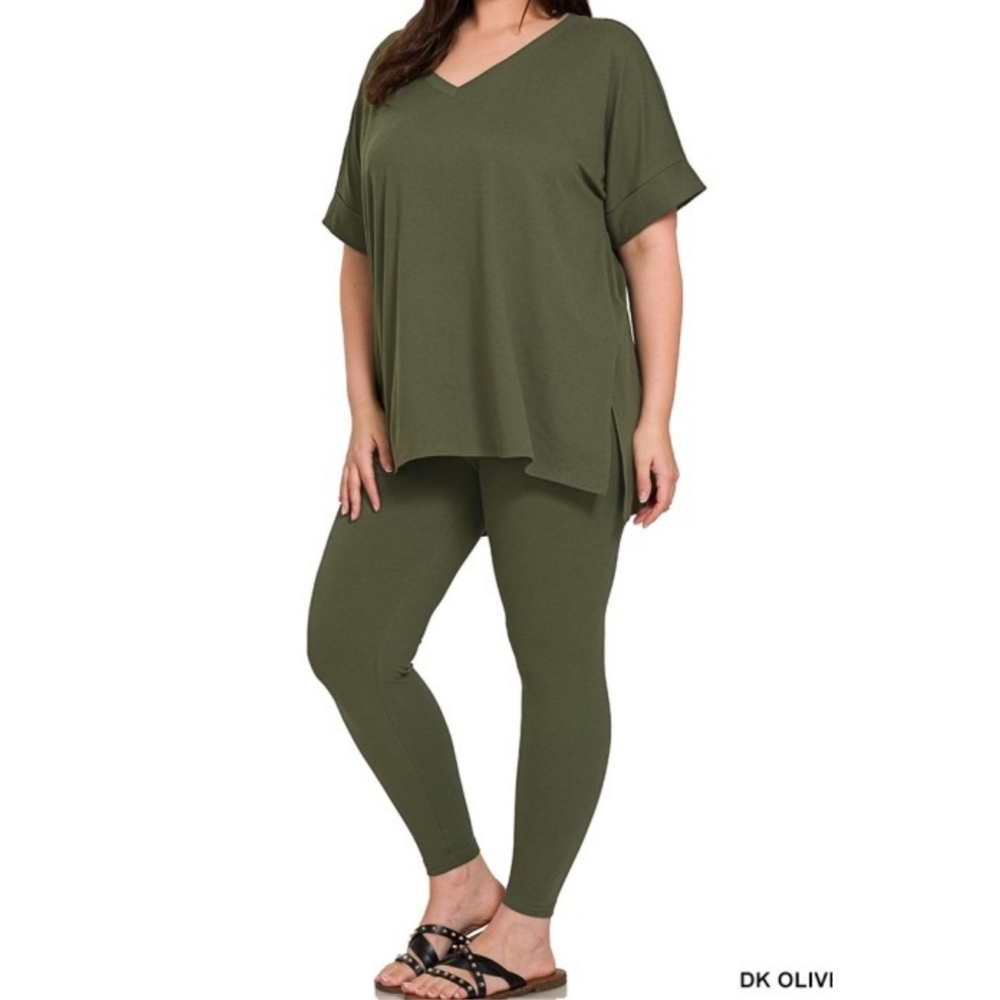 New Zenana Dark Olive 2 Piece Set